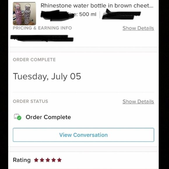 Rhinestone water bottle in Pink Cheetah Leopard w Silver Chain 750 ml - Picture 6 of 6